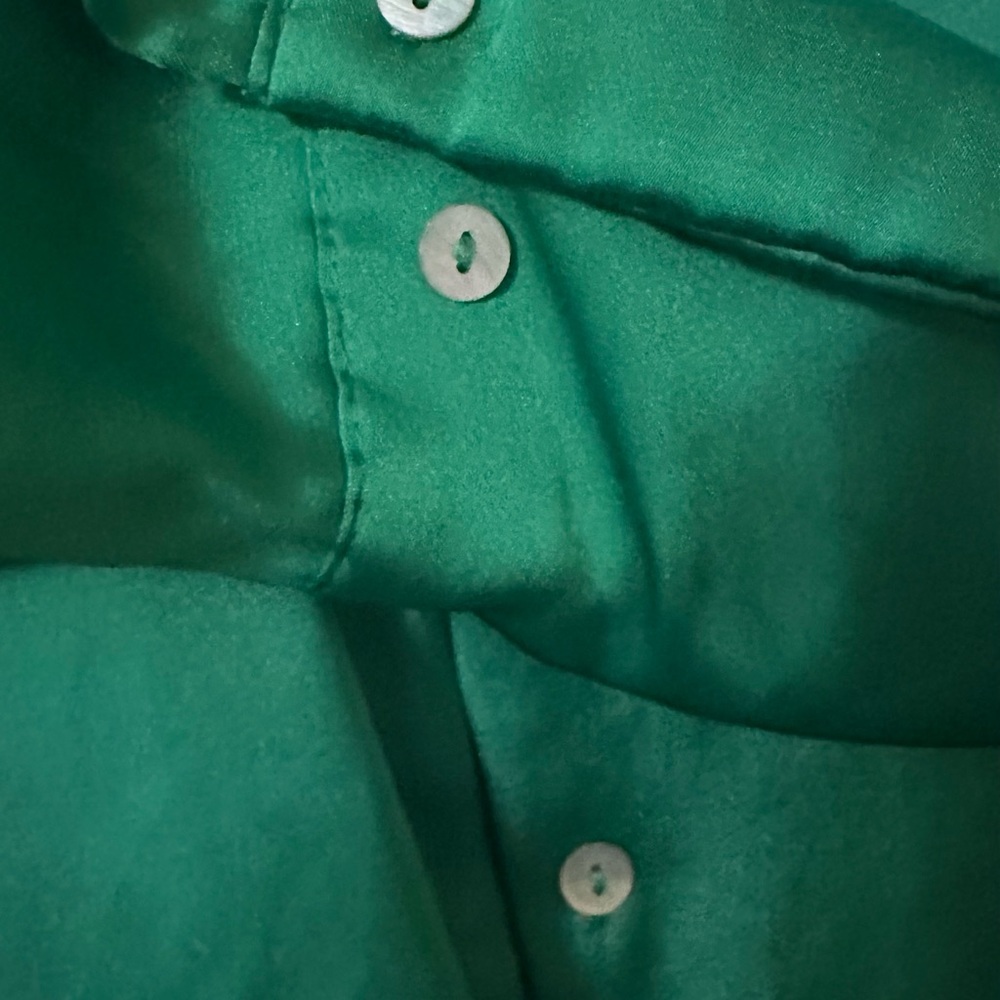 Zara Emerald Green Satin Button-Up Blouse - Picture 6 of 8